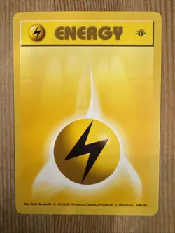 LIGHTNING ENERGY Pokemon Card WOTC 1st Edition Base Set Shadowless 100/102 VLP - Image 1
