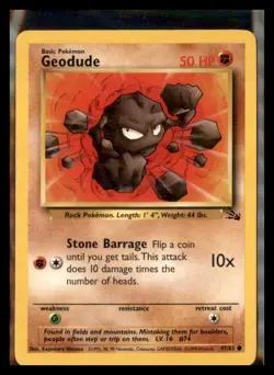 Geodude Fossil Base Set 47/62 Common Pokemon Card LP - Image 1