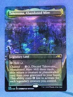 1x FOIL BORDERLESS Takenuma, Abandoned Mire, NM, NEO, Magic: the Gathering, MtG - Image 1