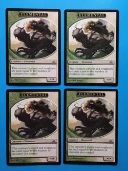 MTG 4x Elemental Token x4 LP Dragon's Maze Green White Magic Playset - Image 1