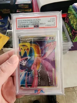 2010 POKEMON TRIUMPHANT DARKRAI CRESSELIA #100 LEGEND BOTTOM PSA 8 NM #109198207 - Image 1