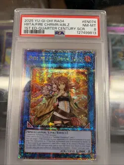 2025 Yu-Gi-Oh! RA04 Hits/Fire Chrmr/Ablz 1st Ed Quarter Century SCR PSA 8 - Image 1