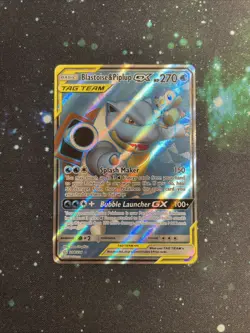 Pokemon TCG Blastoise Piplup Tag Team GX Cosmic Eclipse Full Art Card 214/236 LP - Image 3