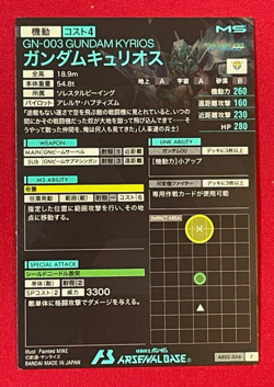 Gundam ARSENAL BASE Card AB02-036(P) GUNDAM KYRIOS BANDAI Prism JAPAN TCG - Image 2