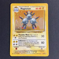 Pokemon TCG Magneton Base Set Unlimited Holo Rare Card 9/102 WOTC - Image 1
