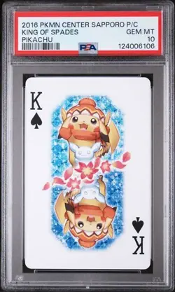 PSA 10 GEM MINT 2016 POKEMON CENTER SAPPORO PLAYING CARDS KING OF SPADES PIKACHU - Image 1