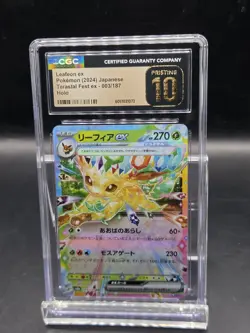 CGC 10 Pristine Leafeon ex 003/187 Sv8a: Terastal Fest Ex Holo Pokemon card - Image 1