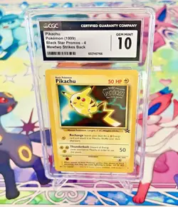 CGC 10 Gem Mint Pikachu 1999 Black Star Promos 4 WB Movie Pokemon Card PSA TAG - Image 1