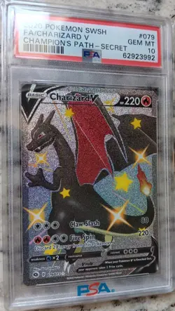 Charizard v Secret Rare Holo Card PSA 10 79/73 Champions Path - Image 1