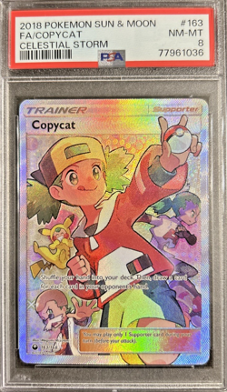 2018 Pokemon Sun & Moon Celestial Storm Full Art Copycat #163 PSA 8 NM-MT - Image 1