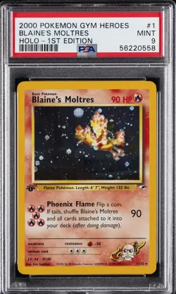 2000 POKEMON GYM HEROES HOLO-1ST ED #1 BLAINE'S MOLTRES PSA 9 - Image 1