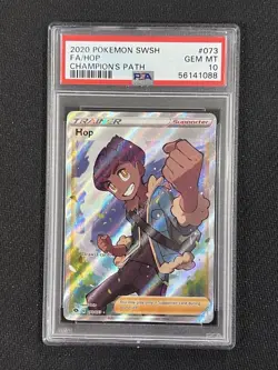 Hop Trainer Full Art PSA 10 - 073 Sword & Shield Champion's Path Pokemon TCG - Image 1