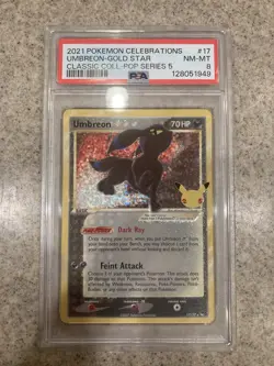 2021 Pokemon TCG Celebrations Umbreon #17 Classic Collection Gold Star PSA 8 - Image 1