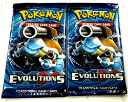 Pokemon TCG Evolutions Blastiose Art Work 2016 Sealed Booster Pack Lot of 2 OOP - Image 1