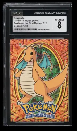 1999 The First Movie Topps 2nd Print Dragonite CGC 8 English #E12 Vintage - Image 1