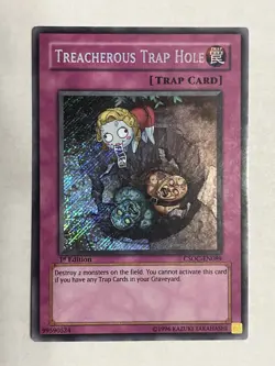Treacherous Trap Hole CSOC-EN089 Secret Rare 1st Edition Light/Moderate Play - Image 1