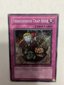 Treacherous Trap Hole CSOC-EN089 Secret Rare 1st Edition Light/Moderate Play - Image 2