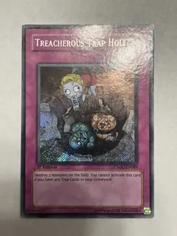 Treacherous Trap Hole CSOC-EN089 Secret Rare 1st Edition Light/Moderate Play - Image 3