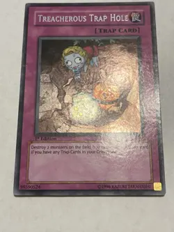 Treacherous Trap Hole CSOC-EN089 Secret Rare 1st Edition Light/Moderate Play - Image 4