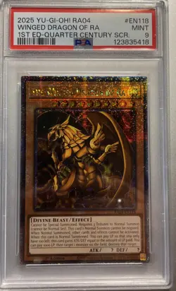 2025 YU-GI-OH! RA04-QUARTER CENTURY STAMPEDE THE WINGED DRAGON OF RA PSA 9 - Image 1
