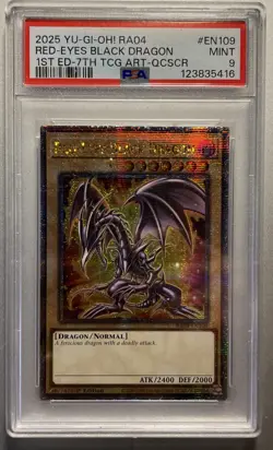 2025 YU-GI-OH! RA04-EN109 RED-EYES BLACK DRAGON QCSCR SECRET 7TH ARTWORK PSA 9 - Image 1