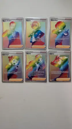 Pokemon TCG Lot 6 Cards RAINBOW RARE Full Art Trainer Card - Image 1