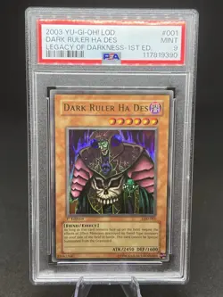 PSA 9 Mint Dark Ruler Ha Des LOD-001 1st Edition Yugioh Card - Image 1