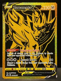 Zamazenta V SWSH077 SWSH Black Star Promo Holo Gold Pokemon Card AA6 NM1 - Image 1