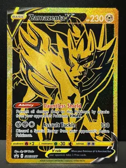 Zamazenta V SWSH077 SWSH Black Star Promo Holo Gold Pokemon Card AA6 NM1 - Image 2
