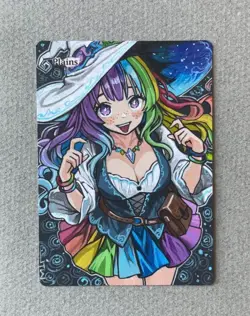 Magic MTG Altered Painted Plains Rainbow Witch Anime Girl by white_alters - Image 1