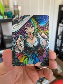 Magic MTG Altered Painted Plains Rainbow Witch Anime Girl by white_alters - Image 4