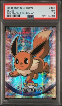 2000 Topps Chrome Pokemon TV S2 Tekno Eevee PSA 7 Low Pop RARE - Image 1
