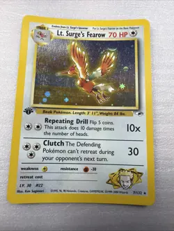 2000 Pokemon Gym Heroes 1st Edition Lt. Surge's Fearow Holo #7/132 - Image 1