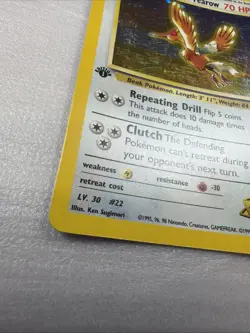 2000 Pokemon Gym Heroes 1st Edition Lt. Surge's Fearow Holo #7/132 - Image 2