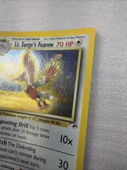 2000 Pokemon Gym Heroes 1st Edition Lt. Surge's Fearow Holo #7/132 - Image 4