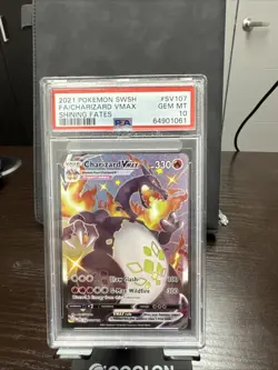 2021 POKEMON SWORD & SHIELD SHINING FATES CHARIZARD VMAX SV107 PSA 10 - Image 1