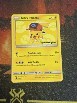 NM-Mint Ash's Pikachu - SM111 - SM Black Star Promo Pokemon SM Promos Nm-Lp - Image 1