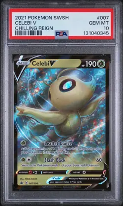 2021 POKEMON SWORD & SHIELD CHILLING REIGN #007 CELEBI V PSA 10 - Image 1