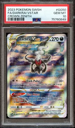 PSA 10 GEM MINT DARKRAI VSTAR ALT ART GG50/GG70 CROWN ZENITH 2023 POKEMON TCG - Image 1