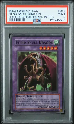 2003 YU-GI-OH! LOD-LEGACY OF DARKNESS 1ST ED #039 FIEND SKULL DRAGON PSA 9 - Image 1