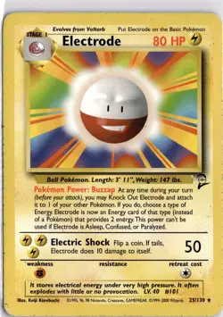 Pokemon Card Electrode Base Set 2 25/130 Non Holo Rare WOTC Trading Card TCG - Image 1