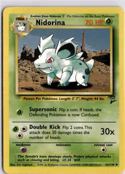 Pokemon Card Nidorina 53/130 Base Set 2 Trading Card TCG WOTC - Image 1