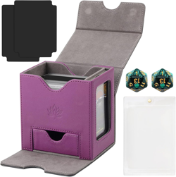 Card Deck Box for Trading Cards with Dice Tray, Holds 100+ Double-Sleeved Cards - Image 1
