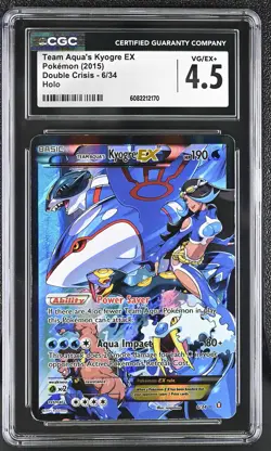 CGC 4.5 Team Aqua's Kyogre EX 2015 Double Crisis 6/34 Holo Pokemon Card - Image 1