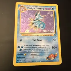 Prerelease Misty's Seadra 9/132 Gym Heroes Holo Rare Vintage Pokemon Card Nm - Image 1