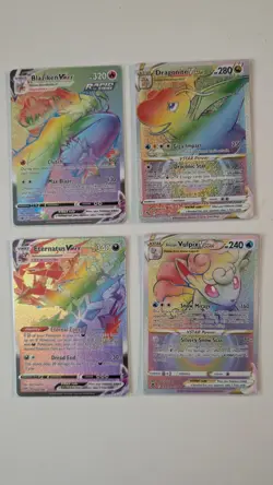 Pokemon TCG Lot 4 NM Cards RAINBOW RARE Full Art Blaziken VMAX Dragonite VSTAR - Image 1