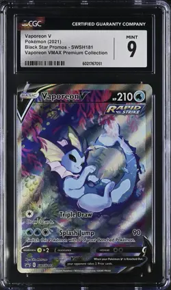 Pokemon Vaporeon V SWSH181 SWSH: Sword & Shield Promo Cards Holo CGC 9 - Image 1