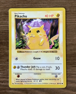 Pikachu 58/102 Base Set Shadowless Regular Pokemon TCG - Image 1