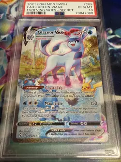 2021 POKEMON SWSH FA/GLACEON VMAX EVOLVING SKIES - SECRET PSA GM 10 #209 - Image 1