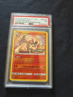 Pokemon TCG Charizard Black Star Promo Team Up Prerelease Psa 7 - Image 1